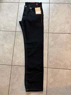 Men’s True Religion Billy Big T Dk Blk Flap Pockets 36x34 Bold Topstitching NWT